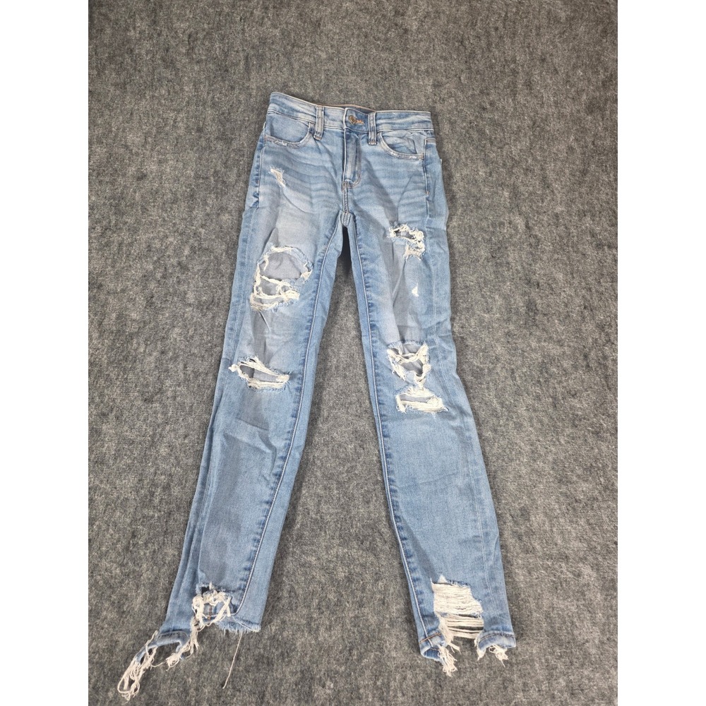 000 Jeans Skinny Ripped Distressed Light Wash Stretch Denim American Eagle